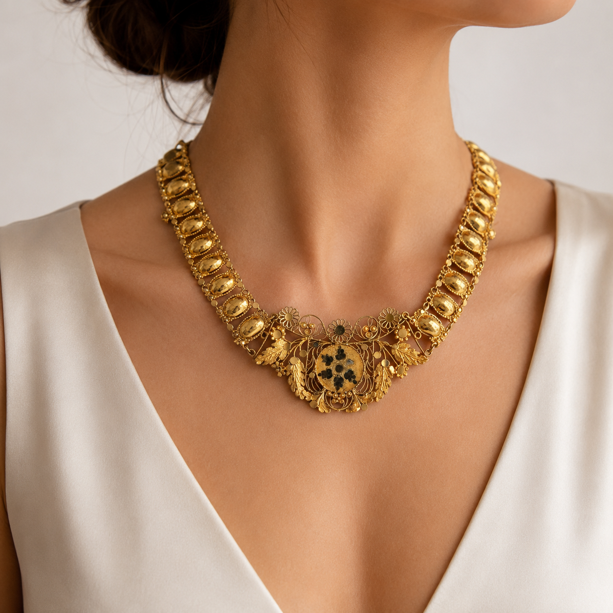"Pour la Mariée" - Antikes Filligran Collier aus 22kt Gold