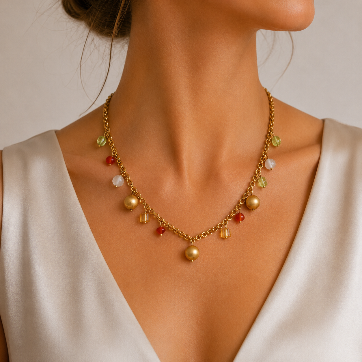 "Collier de la Joie" - Vintage Collier aus 18kt Gelbgold mit Charms