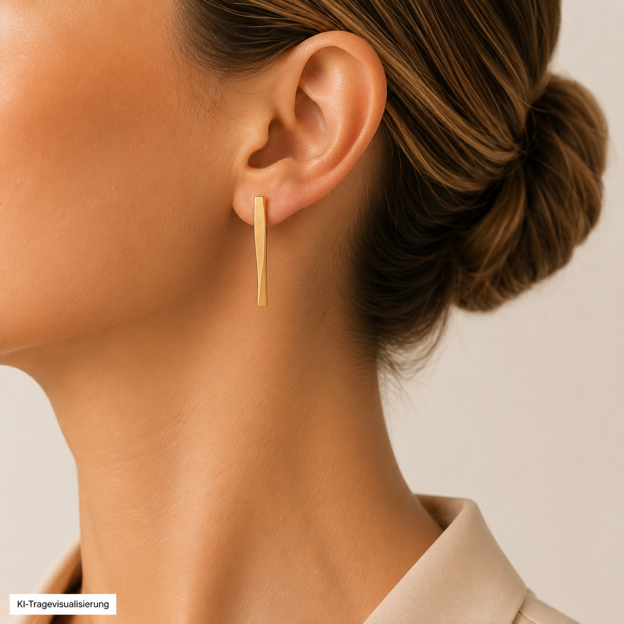"Goldene Linien" - Schimmernde vintage Ohrstecker in 18 Karat Gelbgold