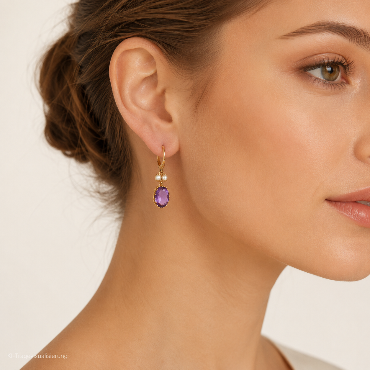 "Classic Violett" - Wunderschöne antike Ohrhänger in 14 Karat Gelbgold