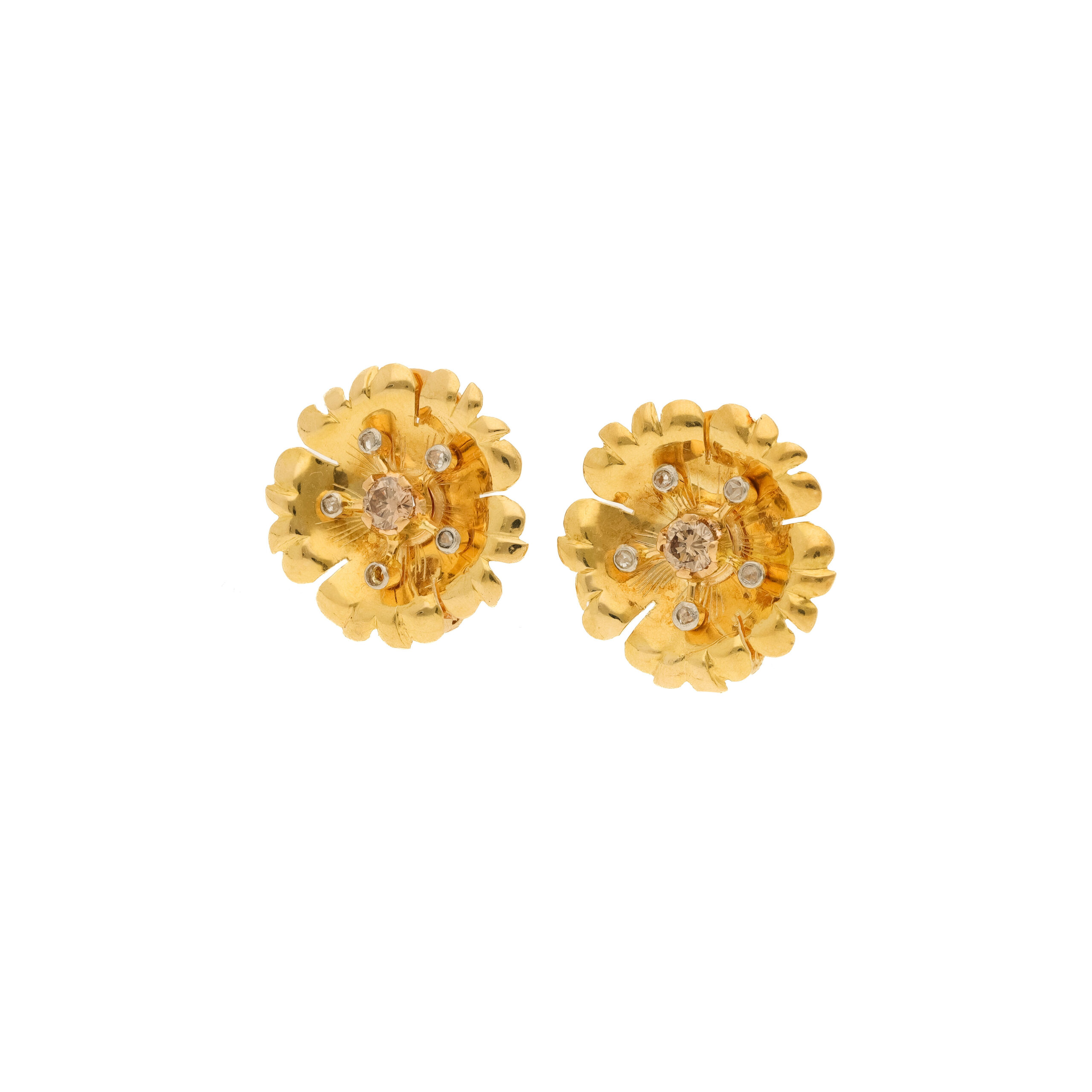 "Florale Eleganz" - Vintage Ohrclips in 18 Karat Gelbgold