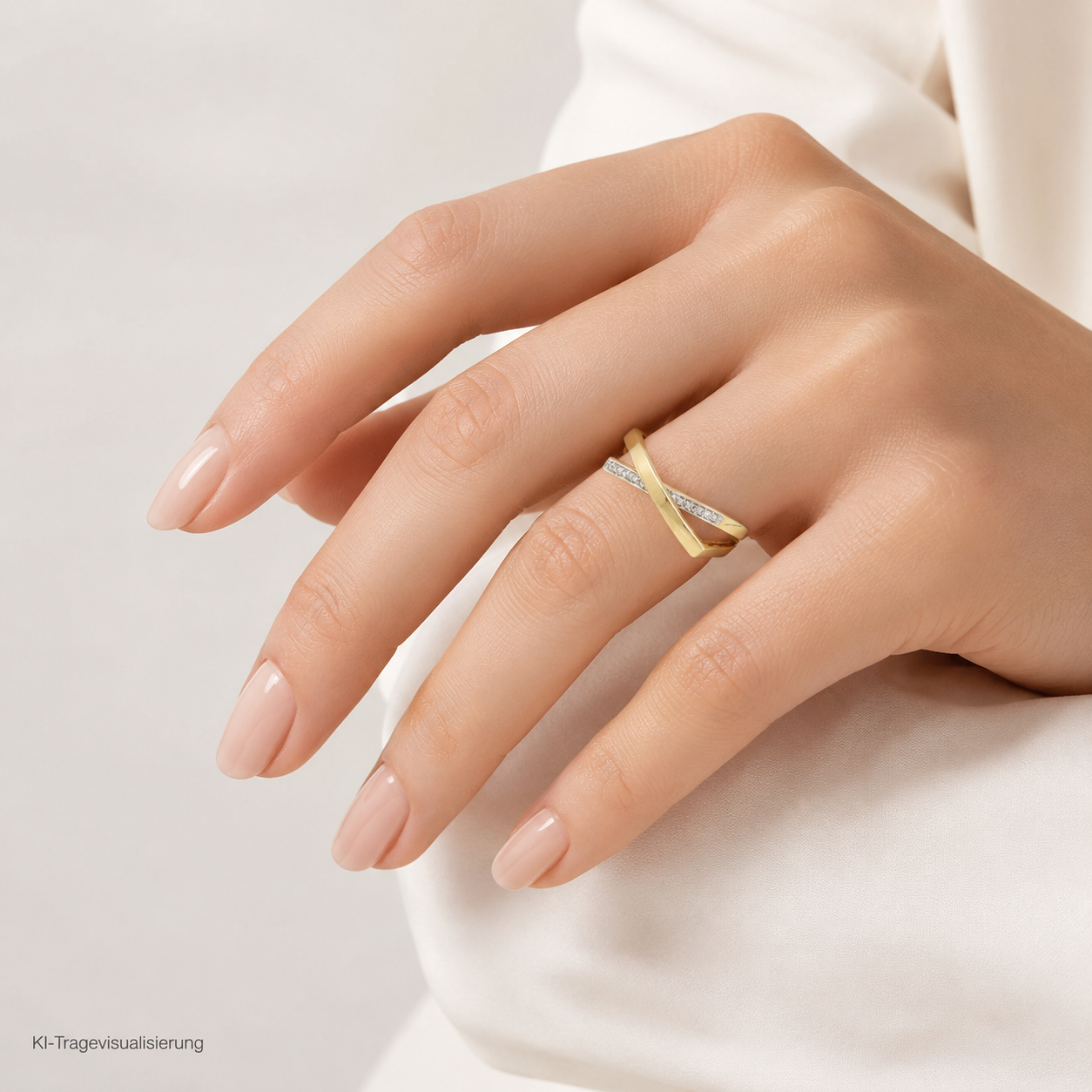 "Symphonie der Linie" - Moderner Ring 14 Karat Gelbgold