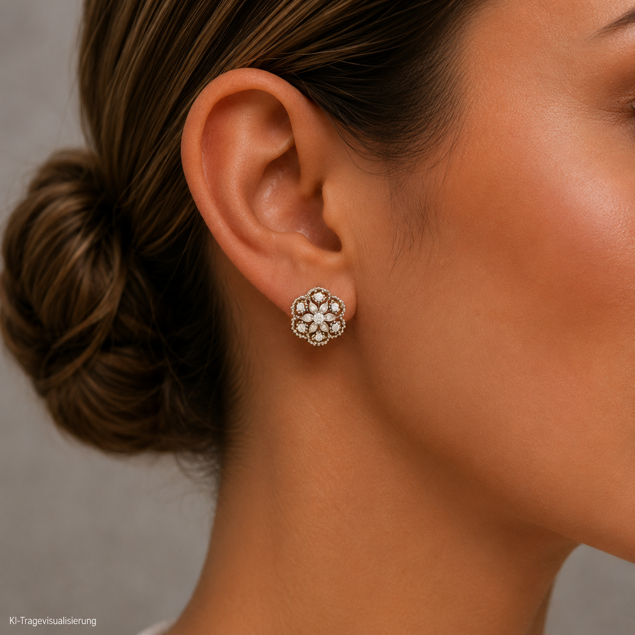 "Flower in white" - Vintage Ohrclips in 18 Karat Weißgold
