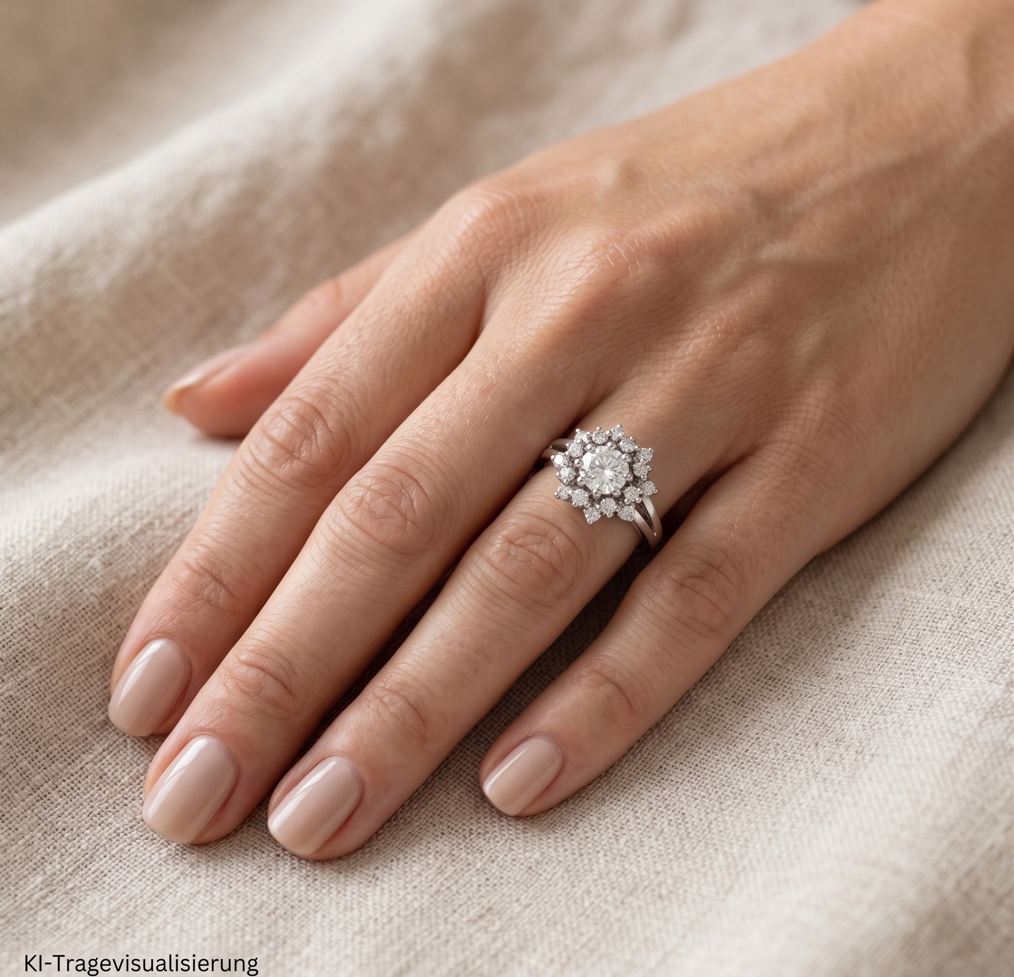 "Sternenhimmel" - Vintage Ring in 14kt Weißgold mit Brillanten