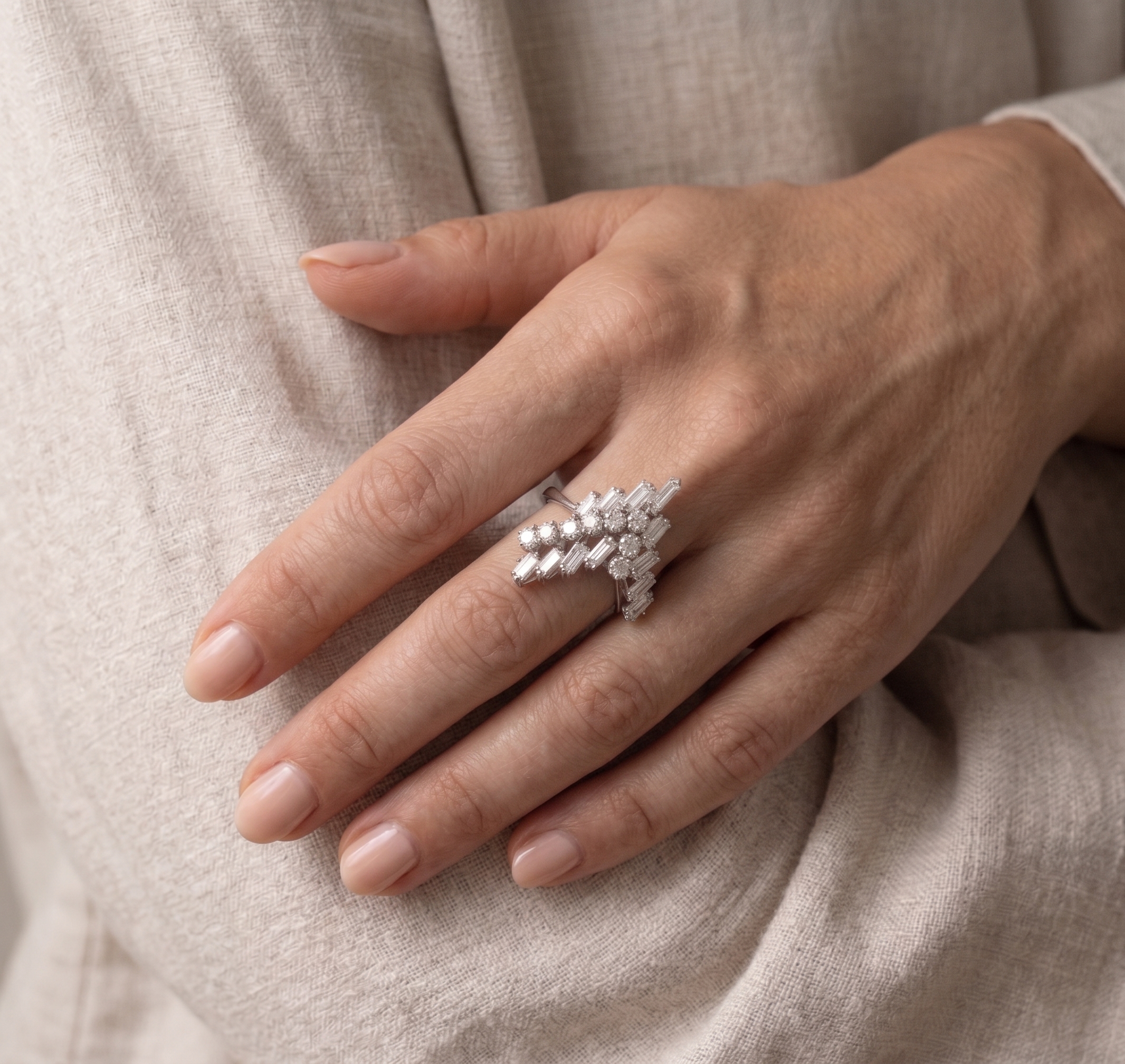 "Starlight" - Vintage Ring mit Brillanten in 18kt Weißgold