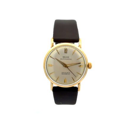 "Beha Automatic" - Vintage Uhr in 14kt Gelbgold mit Lederband