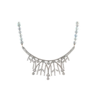 "Diamonds & Pearls" - Vintage Collier aus 14kt Weißgold mit Brillanten & Perlen