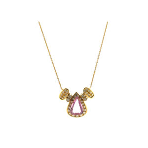 "Pink Love" - Vintage Collier aus 14kt Gelbgold mit Diamanten