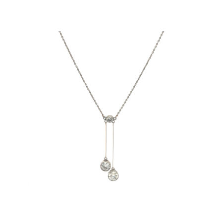 "Zwillingslichter" - Antikes Pendel Collier aus Platin mit Diamanten