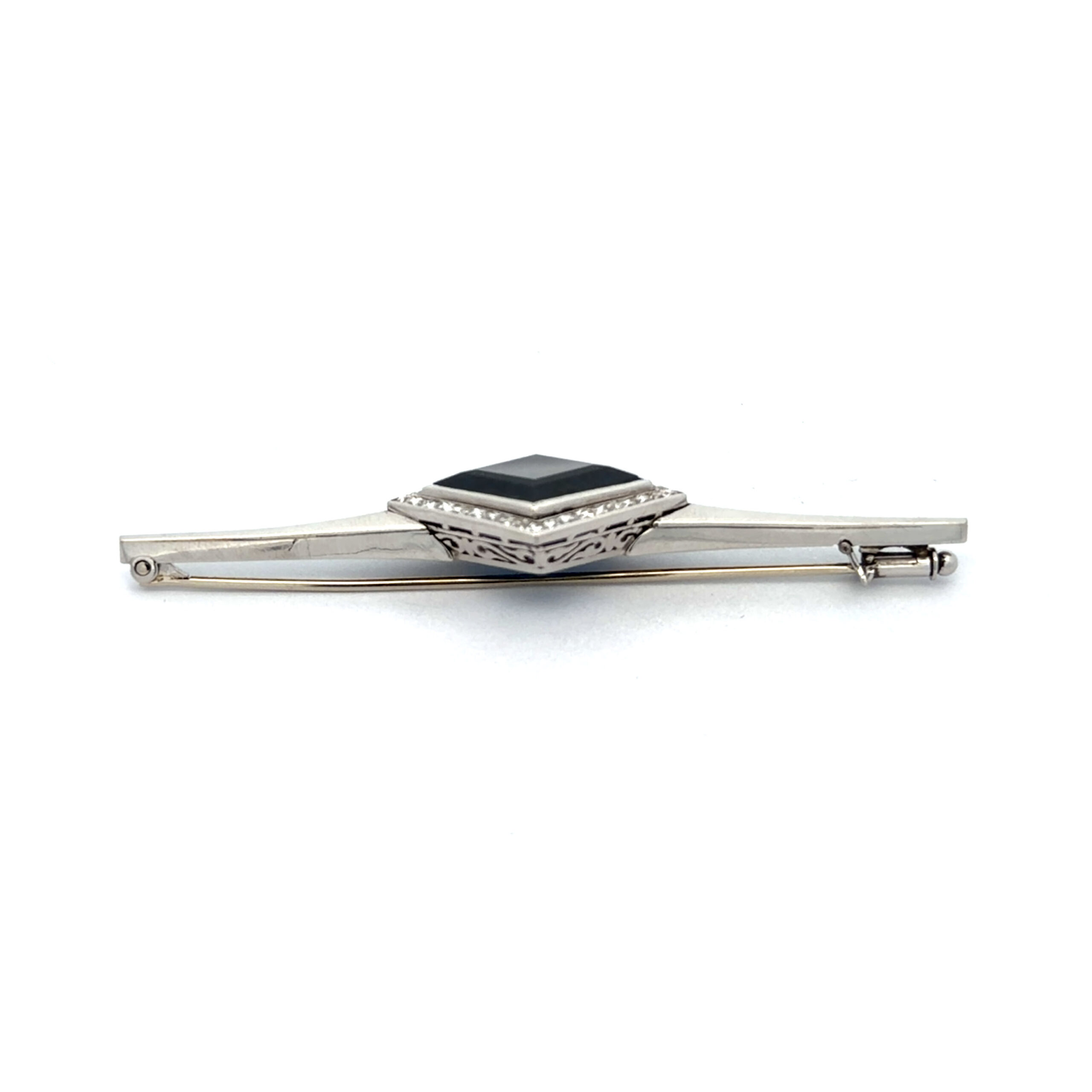 "Blue Line" - Vintage Saphir Brosche in Platin