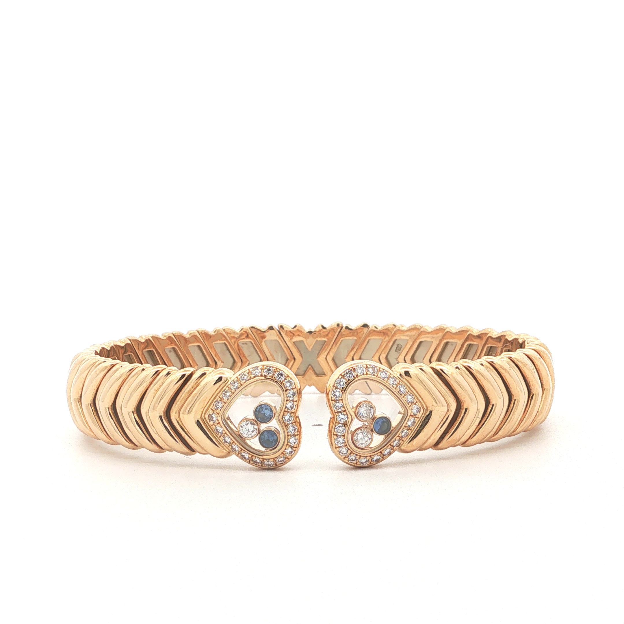 "Happy Hearts" - Vintage Chopard Armreif in 18kt Gelbgold mit Diamanten
