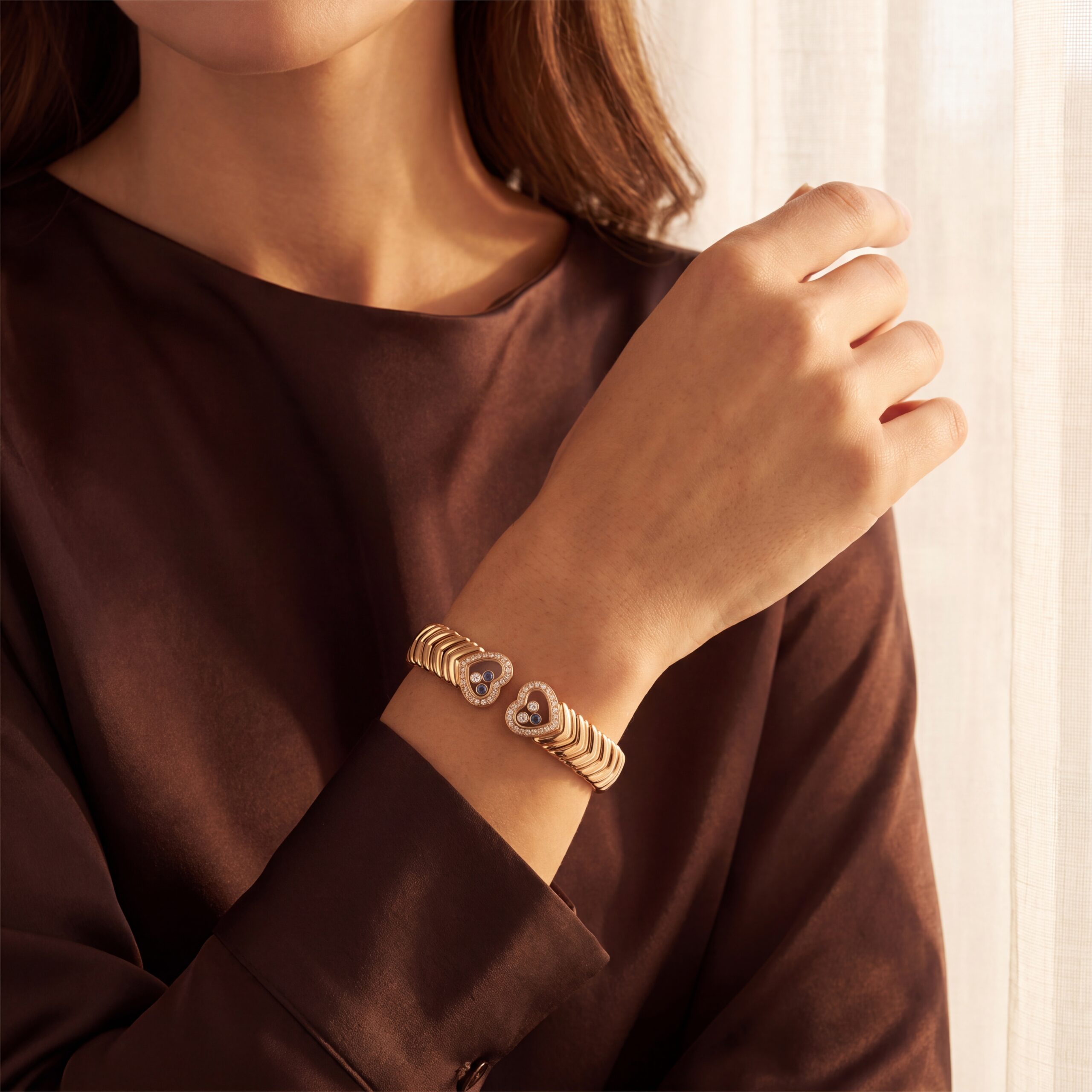 "Happy Hearts" - Vintage Chopard Armreif in 18kt Gelbgold mit Diamanten