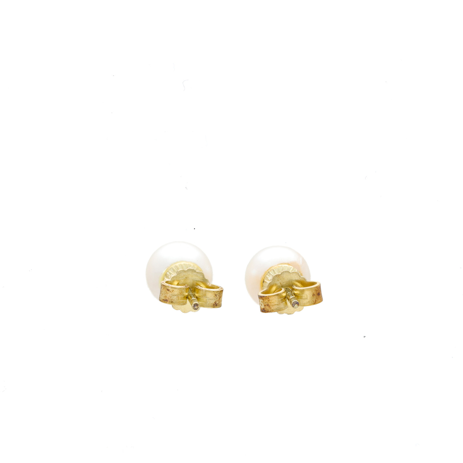 "Weiße Eleganz" - Vintage Ohrstecker mit Perlen in 14 Karat Gelbgold