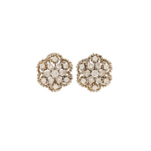 "Flower in white" - Vintage Ohrclips in 18 Karat Weißgold