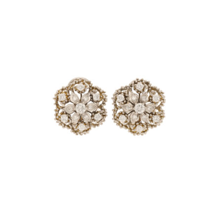 "Flower in white" - Vintage Ohrclips in 18 Karat Weißgold