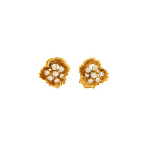 "Goldene Blüte" - Vintage Ohrclips in 14 Karat Gelbgold