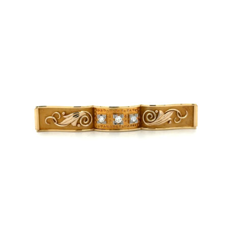 "Eleganz im Detail" - Vintage Brosche mit feinen Ziselierungen in 14 Karat Gelbgold