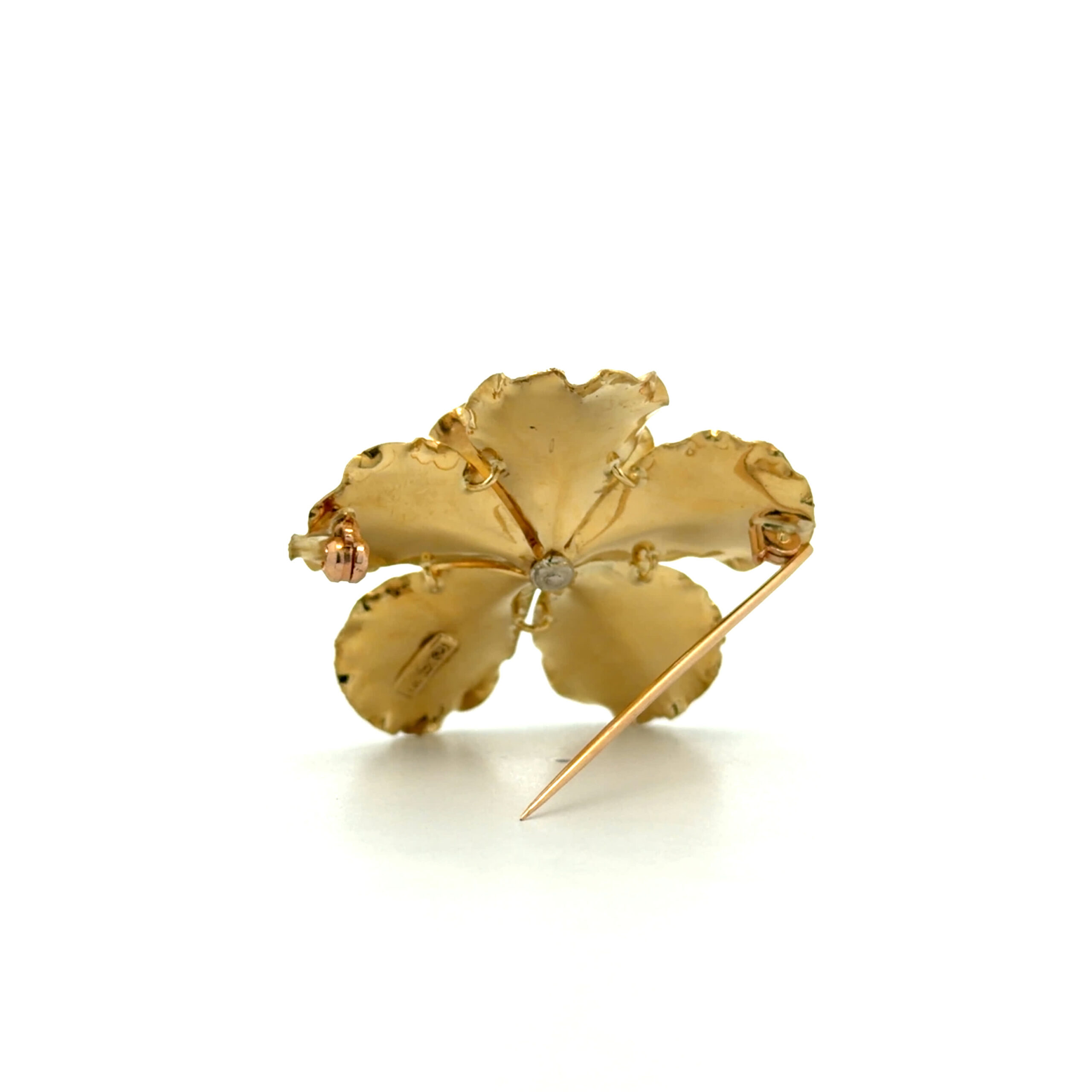 "Florale Anmut" - Vintage Brosche mit Türkisen in 18 Karat Gelbgold - Juwelier Steiger