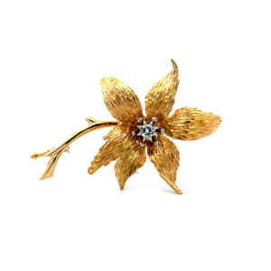 "Frühlingsblüte" - Wunderschöne vintage Brosche in 18 Karat Gelbgold