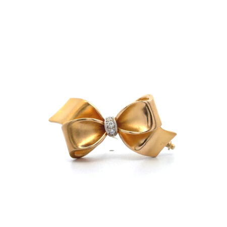 "Goldene Schleife" - Vintage Brosche in 18 Karat Gelbgold