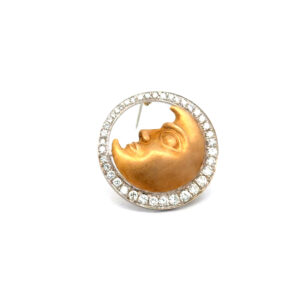 "Mondschein" - Außergewöhnliche vintage Brosche in 18 Karat Gold
