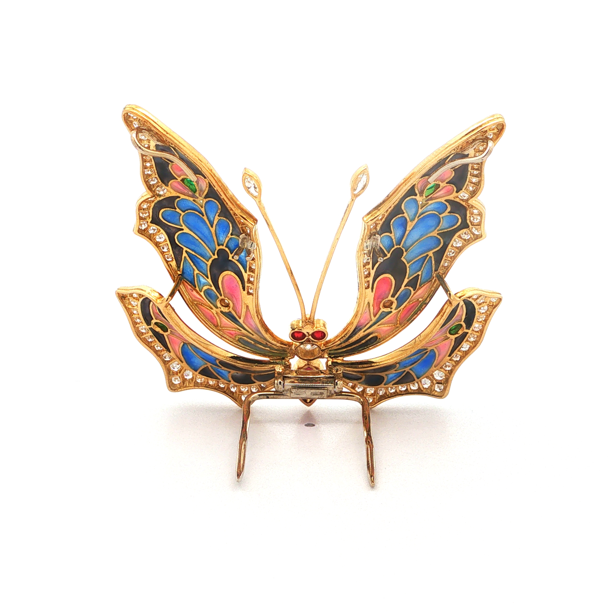 "Papillon Émaillé" - Vintage Schmetterlingsbrosche in 18 Karat Gelbgold