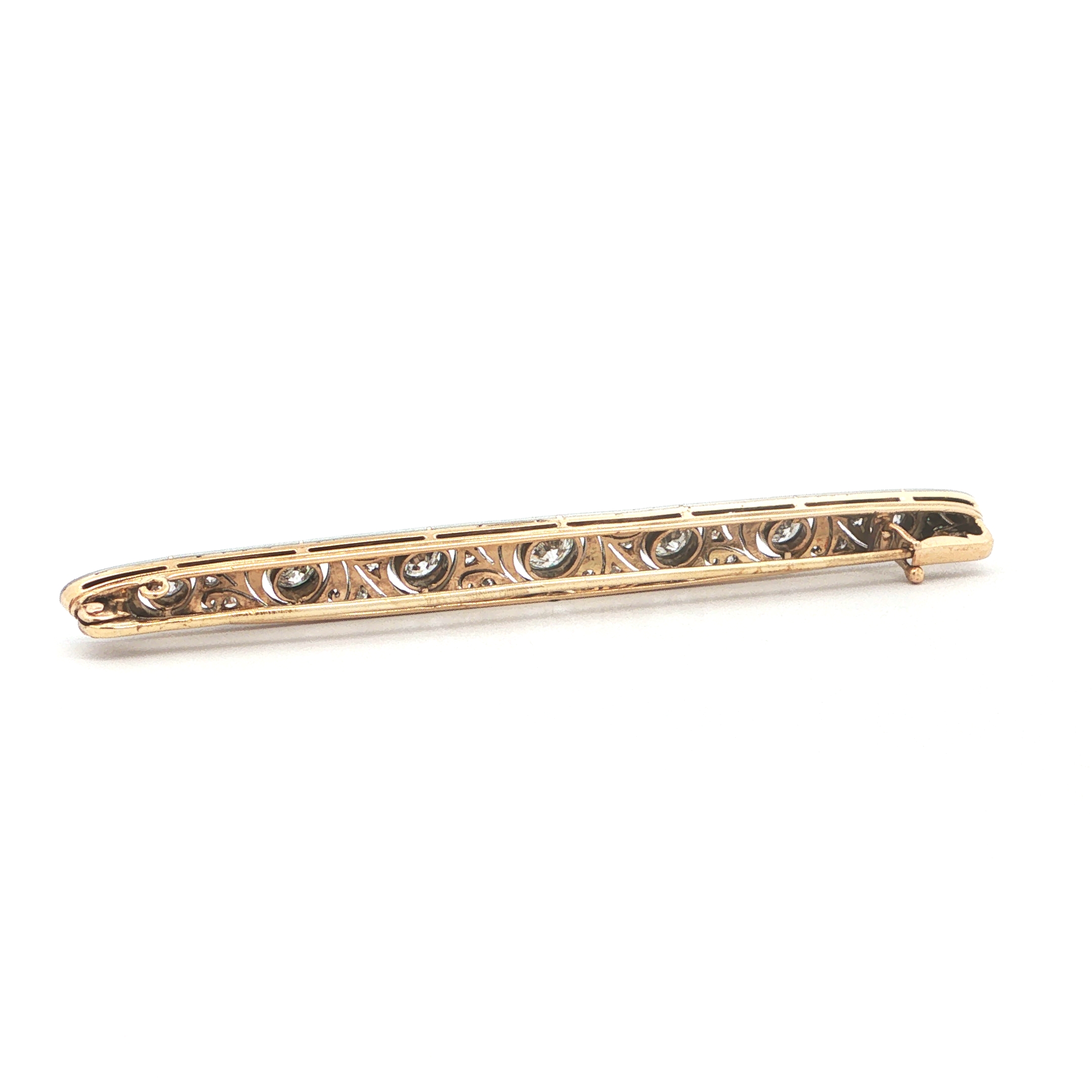 "Èclat d´Art Déco" - Antike Art Deco Brosche in 14 Karat Gold