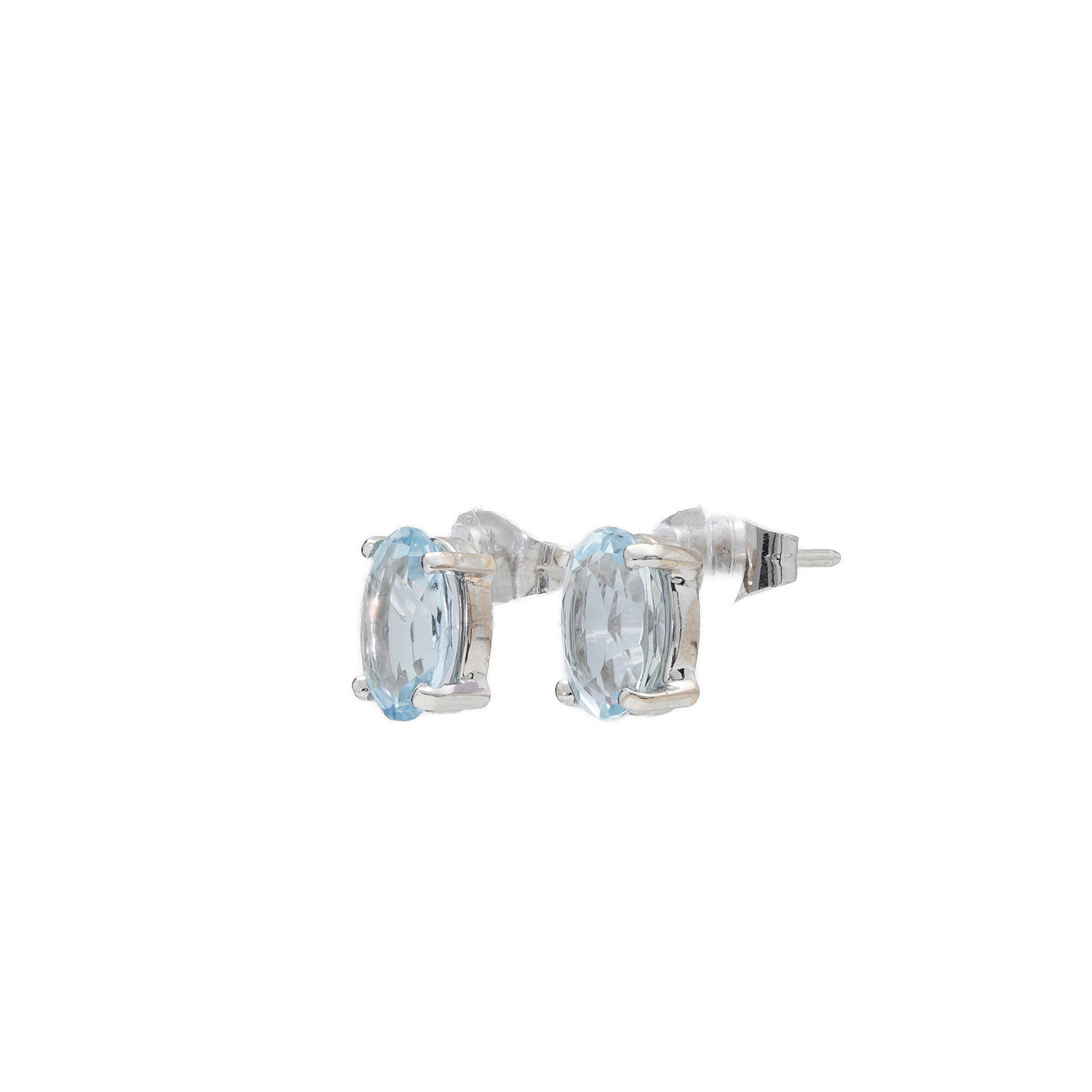 "Blaue Schönheit" - Vintage Ohrstecker mit Aquamarin in 18 Karat Weißgold