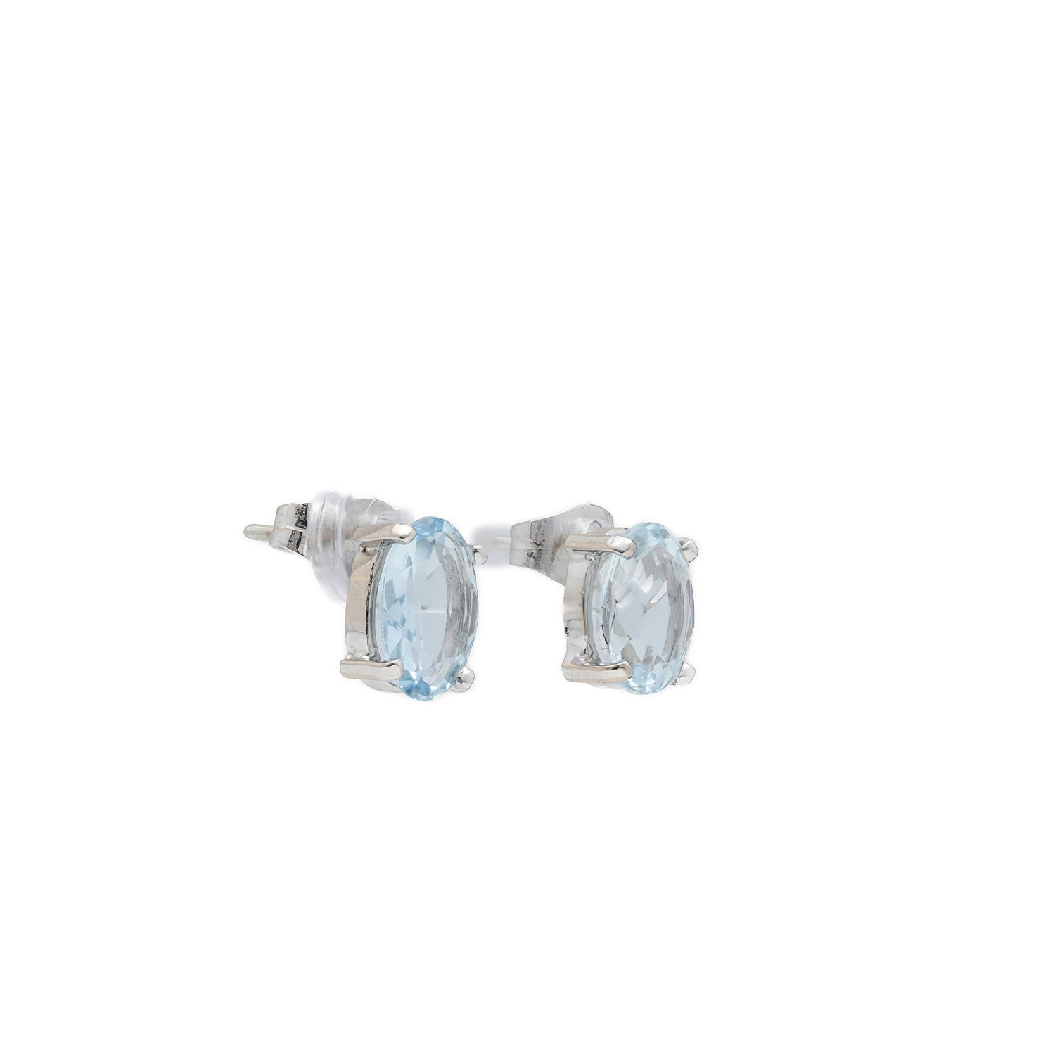 "Blaue Schönheit" - Vintage Ohrstecker mit Aquamarin in 18 Karat Weißgold