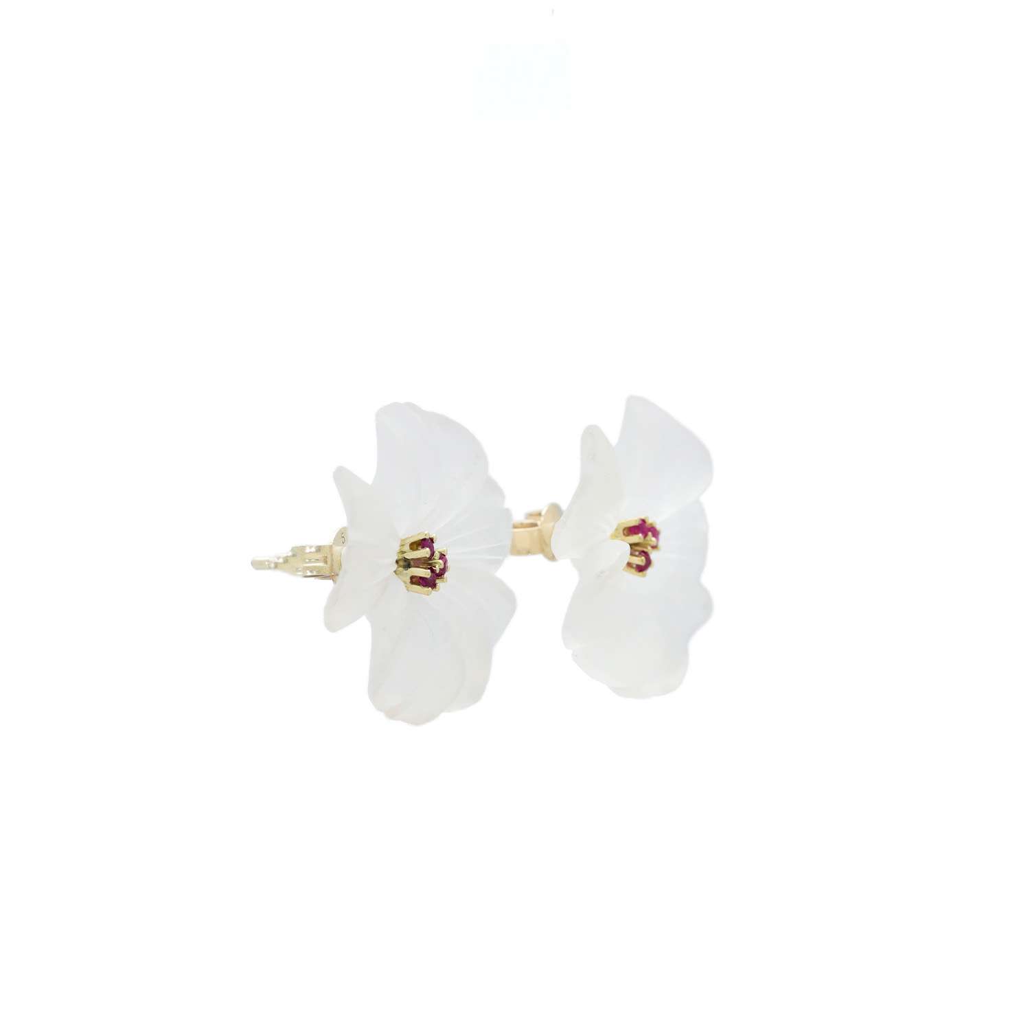 "Kristallblüte" - Vintage Ohrstecker als Blüte in 14 Karat Gelbgold