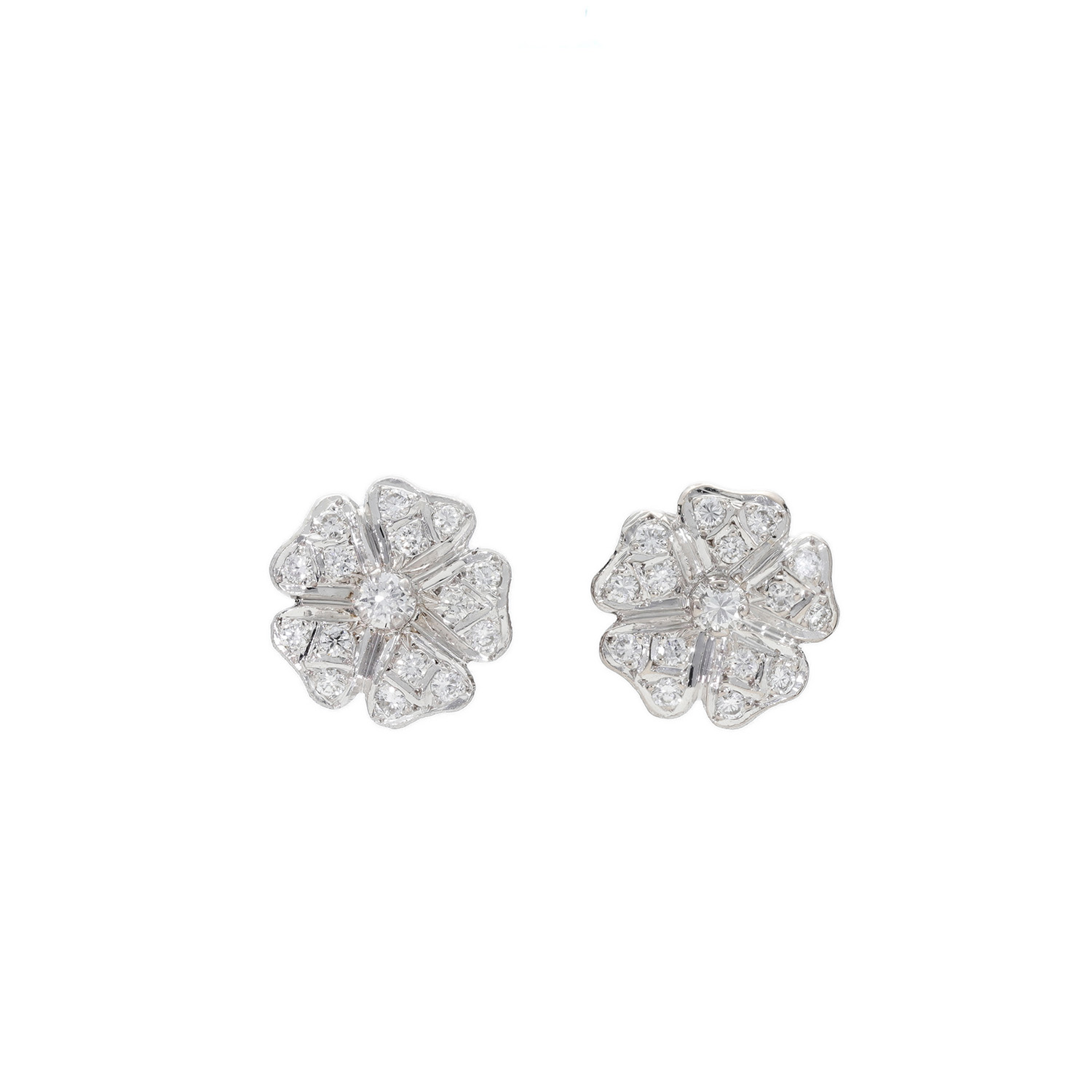 "Flower in white" - Vintage Ohrstecker in Weißgold