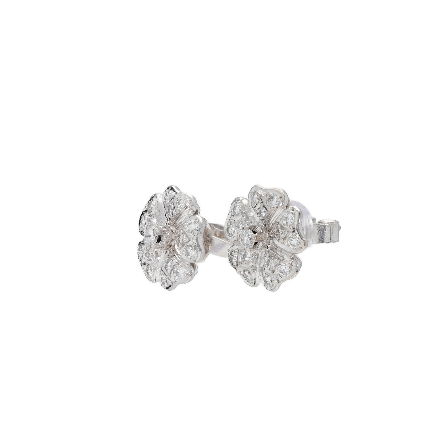 "Flower in white" - Vintage Ohrstecker in Weißgold