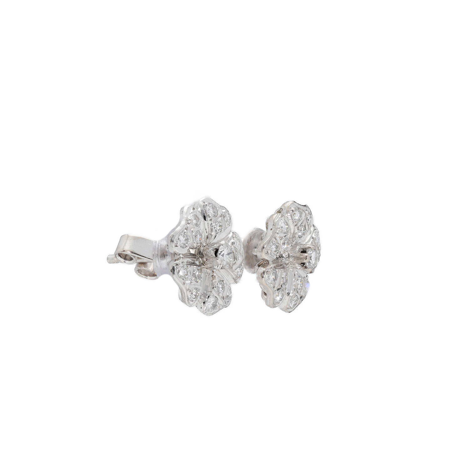 "Flower in white" - Vintage Ohrstecker in Weißgold