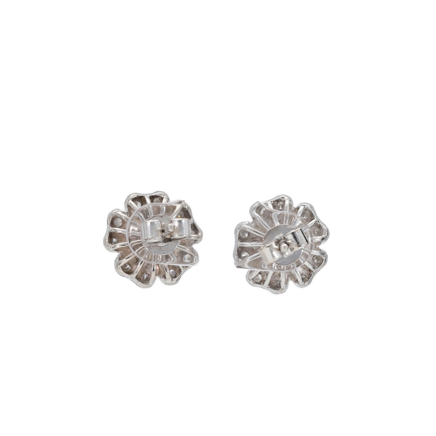 "Flower in white" - Vintage Ohrstecker in Weißgold