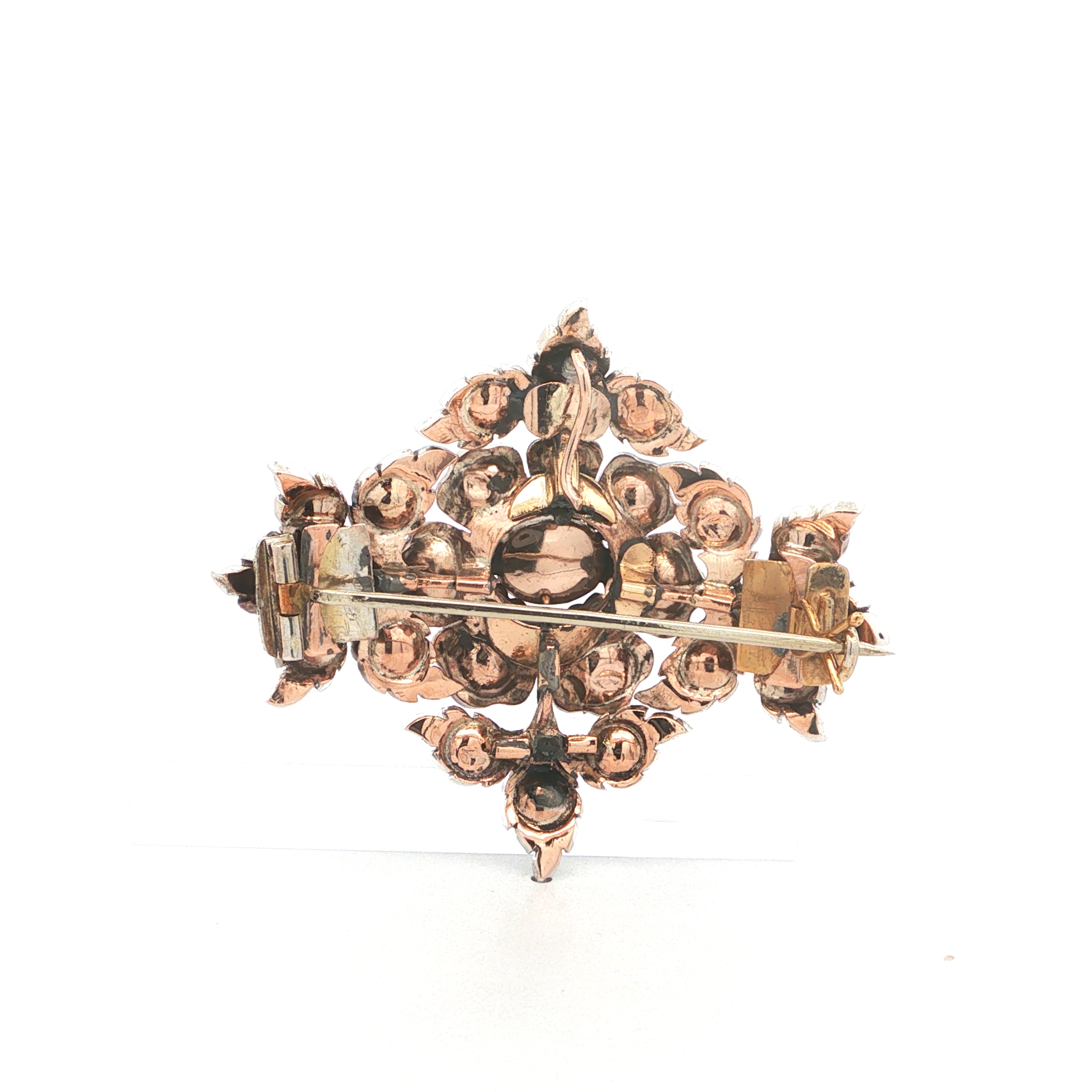 "Fleur Royale" - Antike Brosche mit Diamantrosen Gold/Silber