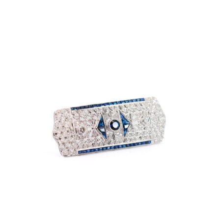 "Blue Gatsby" - Antike Brosche besetzt mit Diamanten und Saphiren