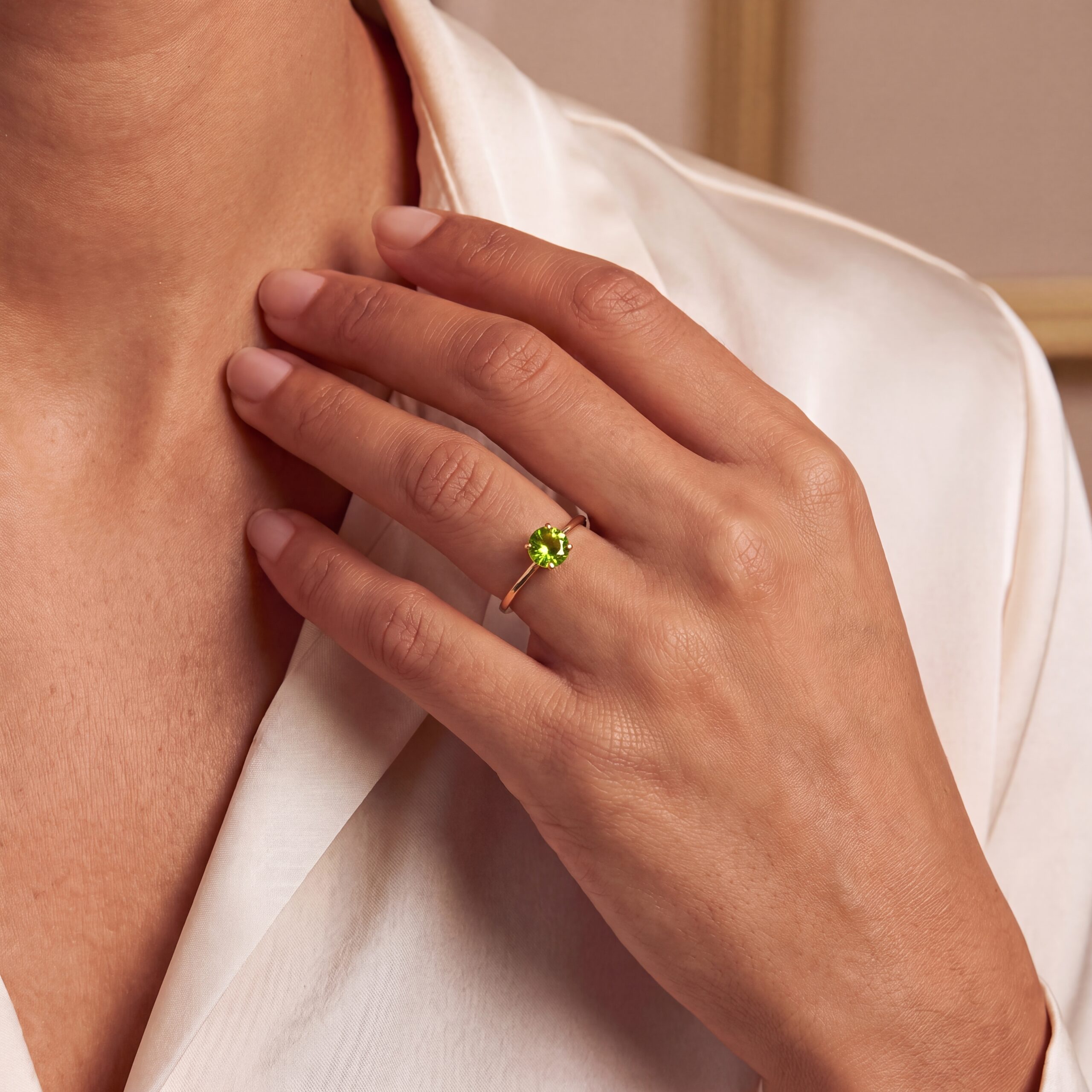 "Green Light" Vintage Ring 18 Karat Gelbgold Ring mit Peridot Stein