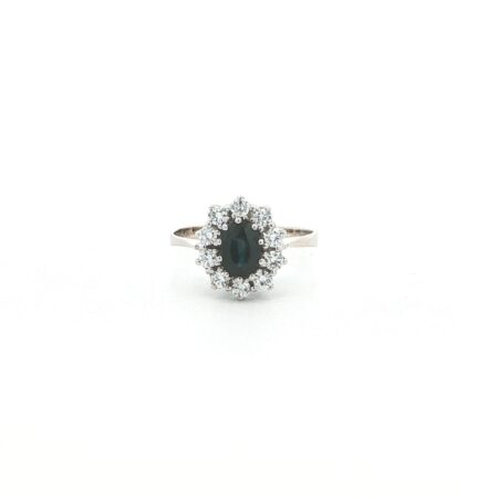 "Like Kate" - Vintage Ring in 14kt Weißgold mit Saphir & Brillanten
