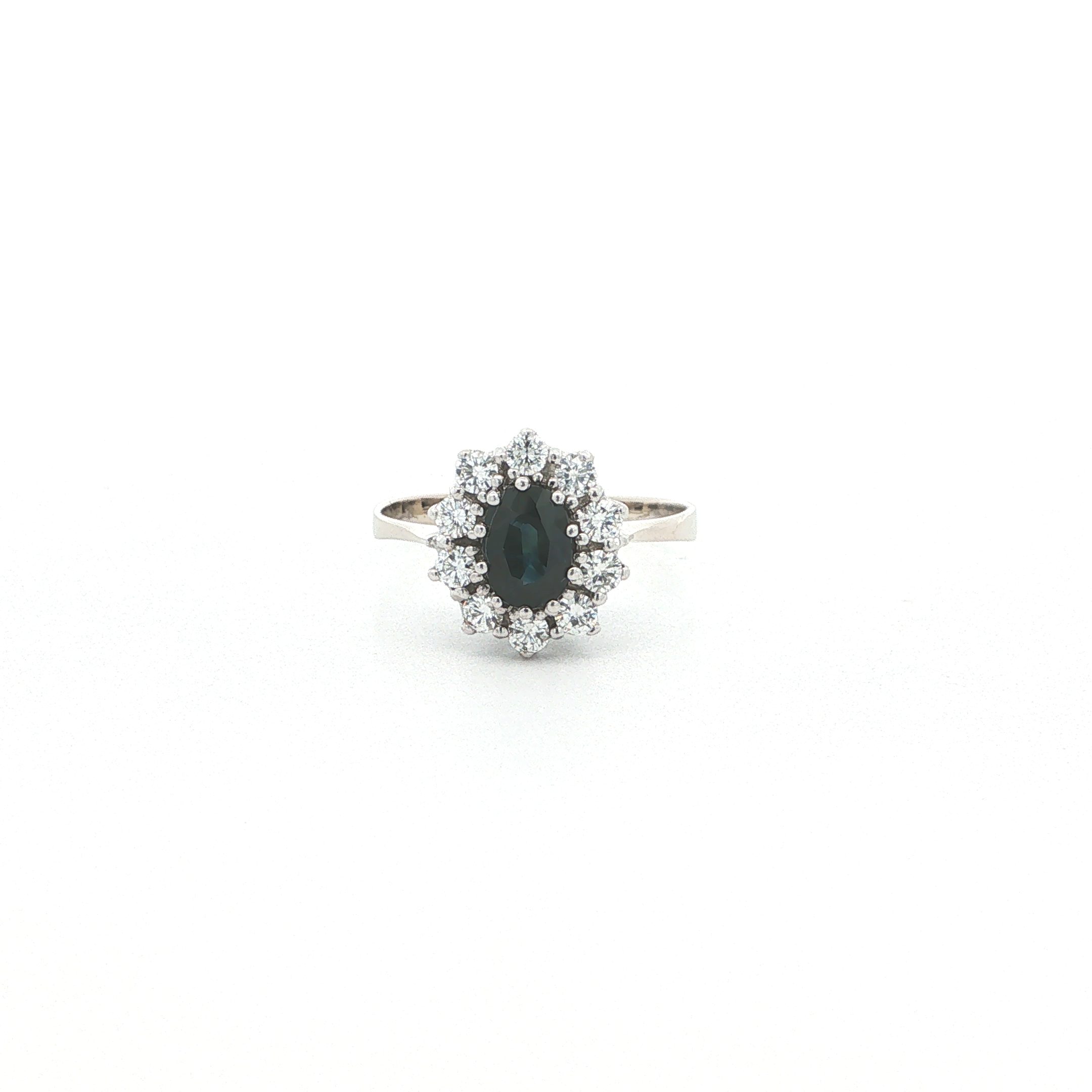 "Like Kate" - Vintage Ring in 14kt Weißgold mit Saphir & Brillanten