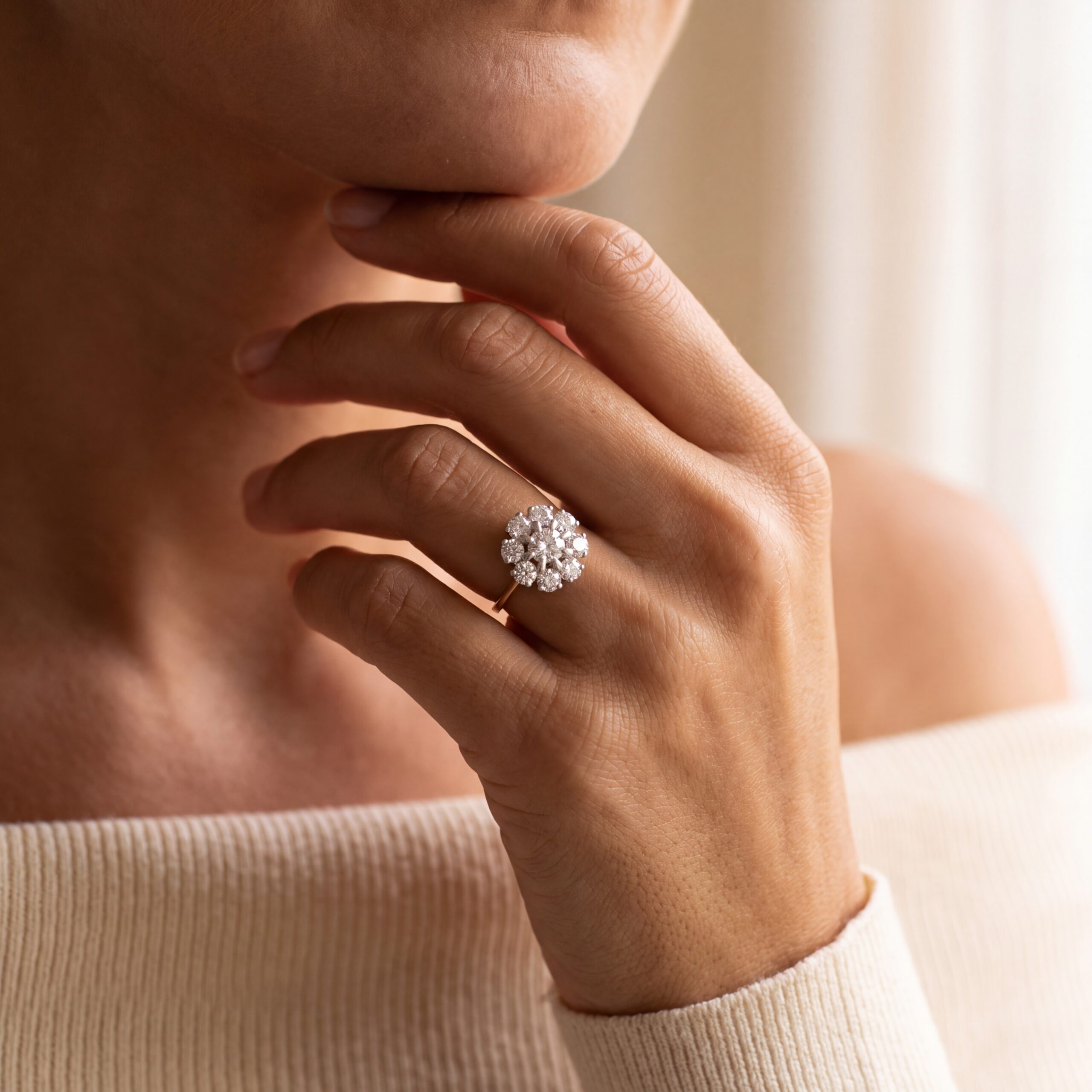 "Diamond Blossom" - Vintage Ring in 18kt Gelbgold mit Brillanten zus. 0,76ct