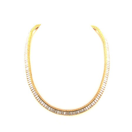 "La Grande Rivière" - Vintage Tennis Collier mit Baguette Diamanten zus. ca. 25,50ct in 18kt Gelbgold