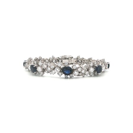 "Blue Hour in Monte Carlo" - Vintage Armband in 18kt Weißgold mit blauen Saphiren & Brillanten