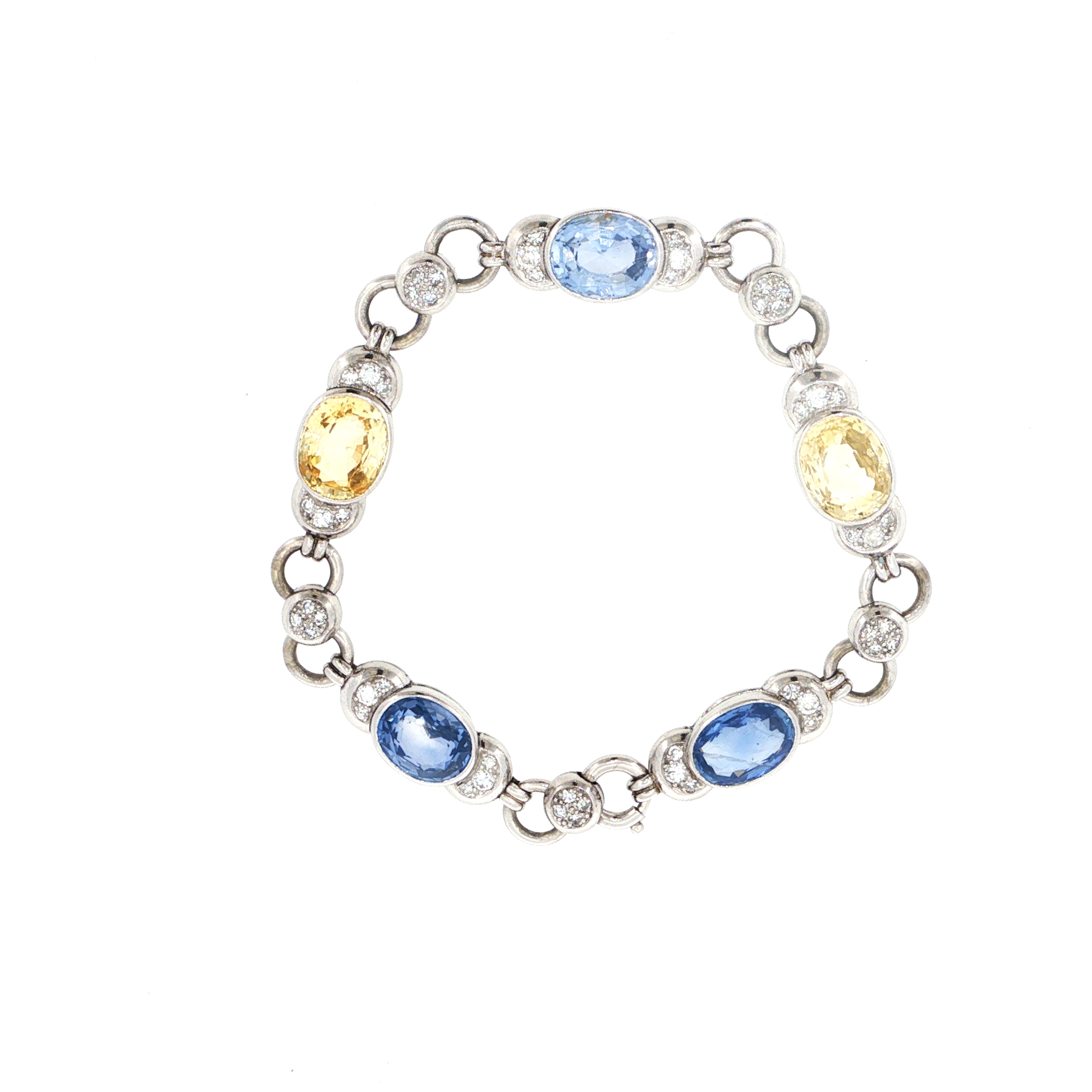"Summer Glow" - Moderne 14 Karat Weißgold Kette/Armband mit Saphiren und Brillanten