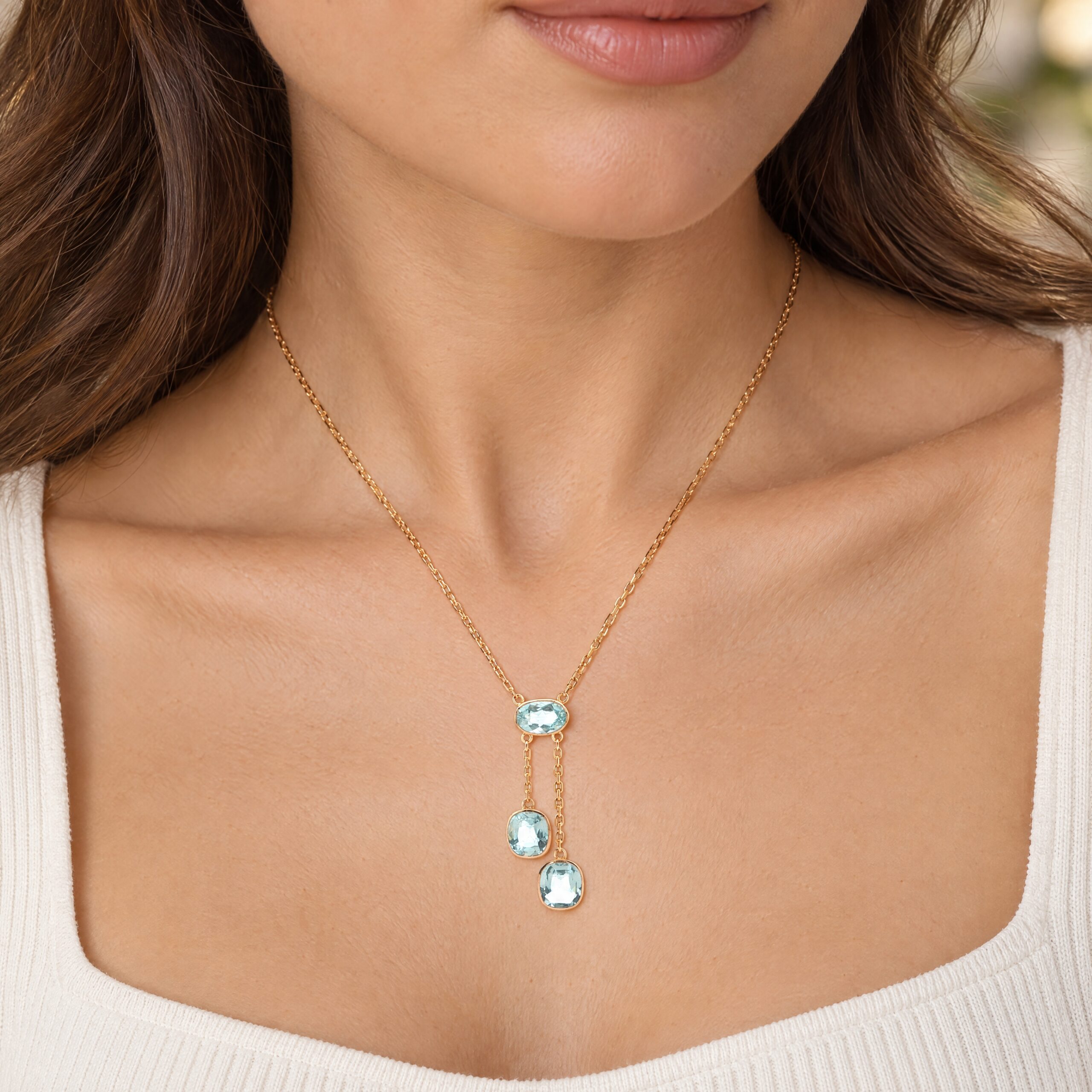 "Golden Riviera" - Vintage Kette in 18kt Gelbgold mit Aquamarinen