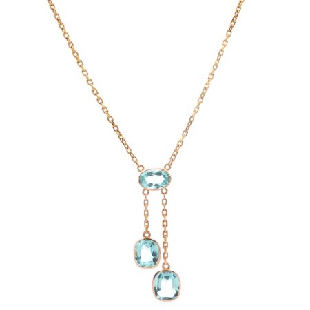 "Golden Riviera" - Vintage Kette in 18kt Gelbgold mit Aquamarinen