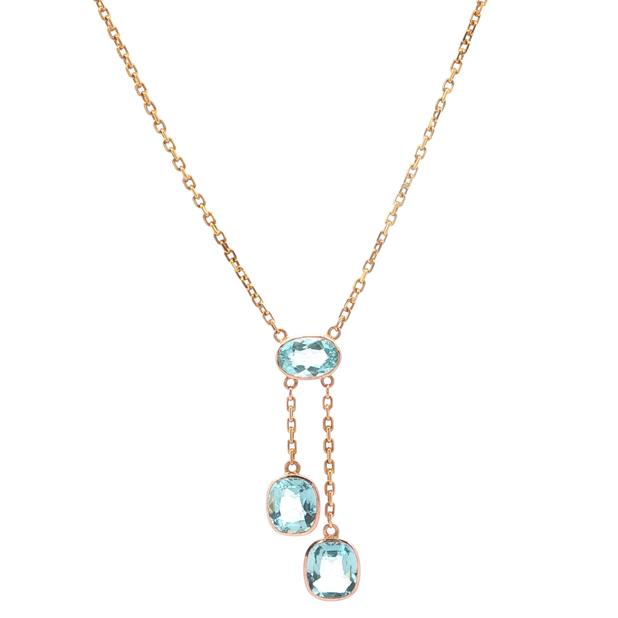 "Golden Riviera" - Vintage Kette in 18kt Gelbgold mit Aquamarinen