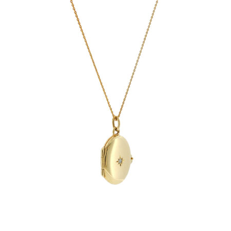 "Antique Star" - Antikes Medaillon in 14kt Gelbgold mit Diamant im Altschliff
