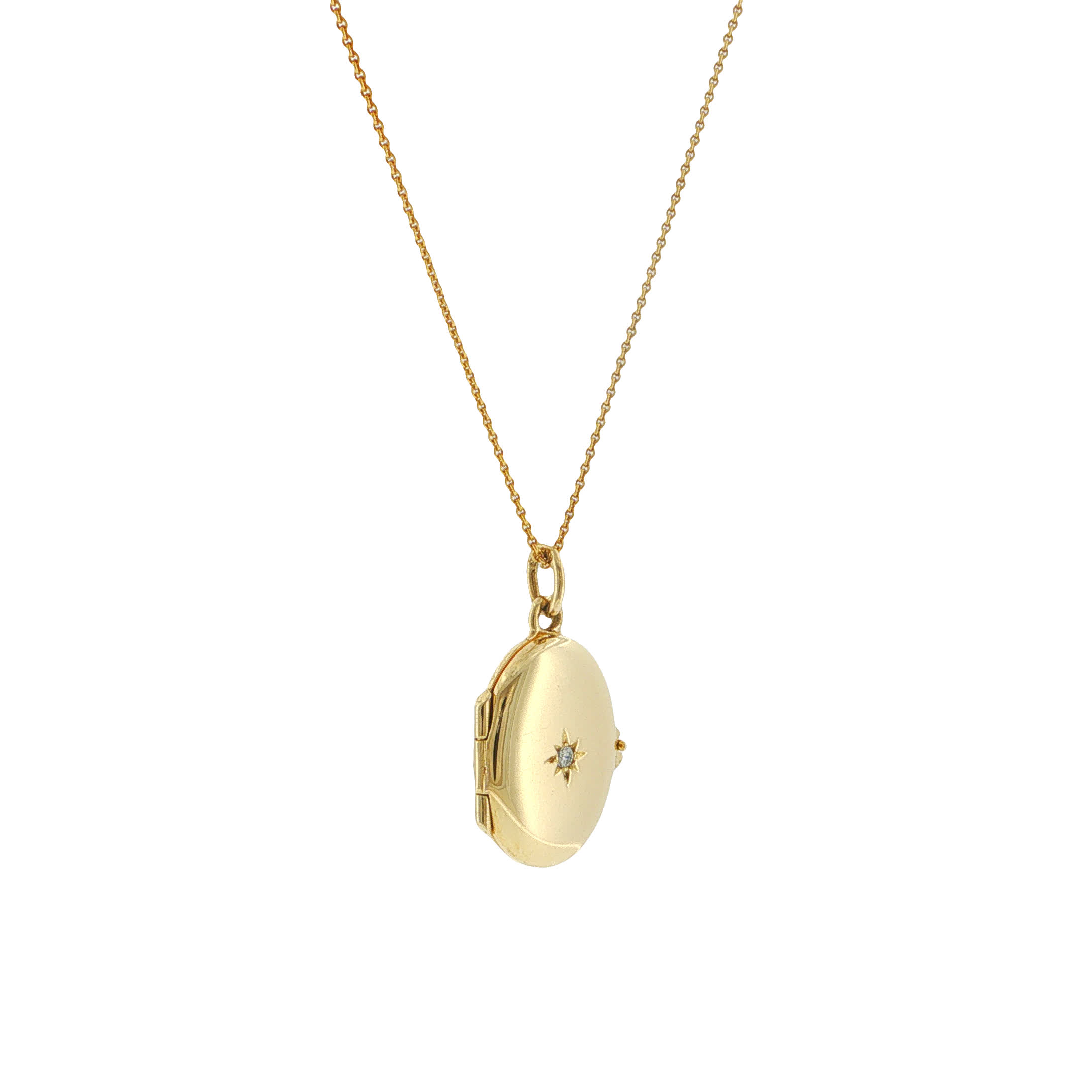 "Antique Star" - Antikes Medaillon in 14kt Gelbgold mit Diamant im Altschliff - Juwelier Steiger