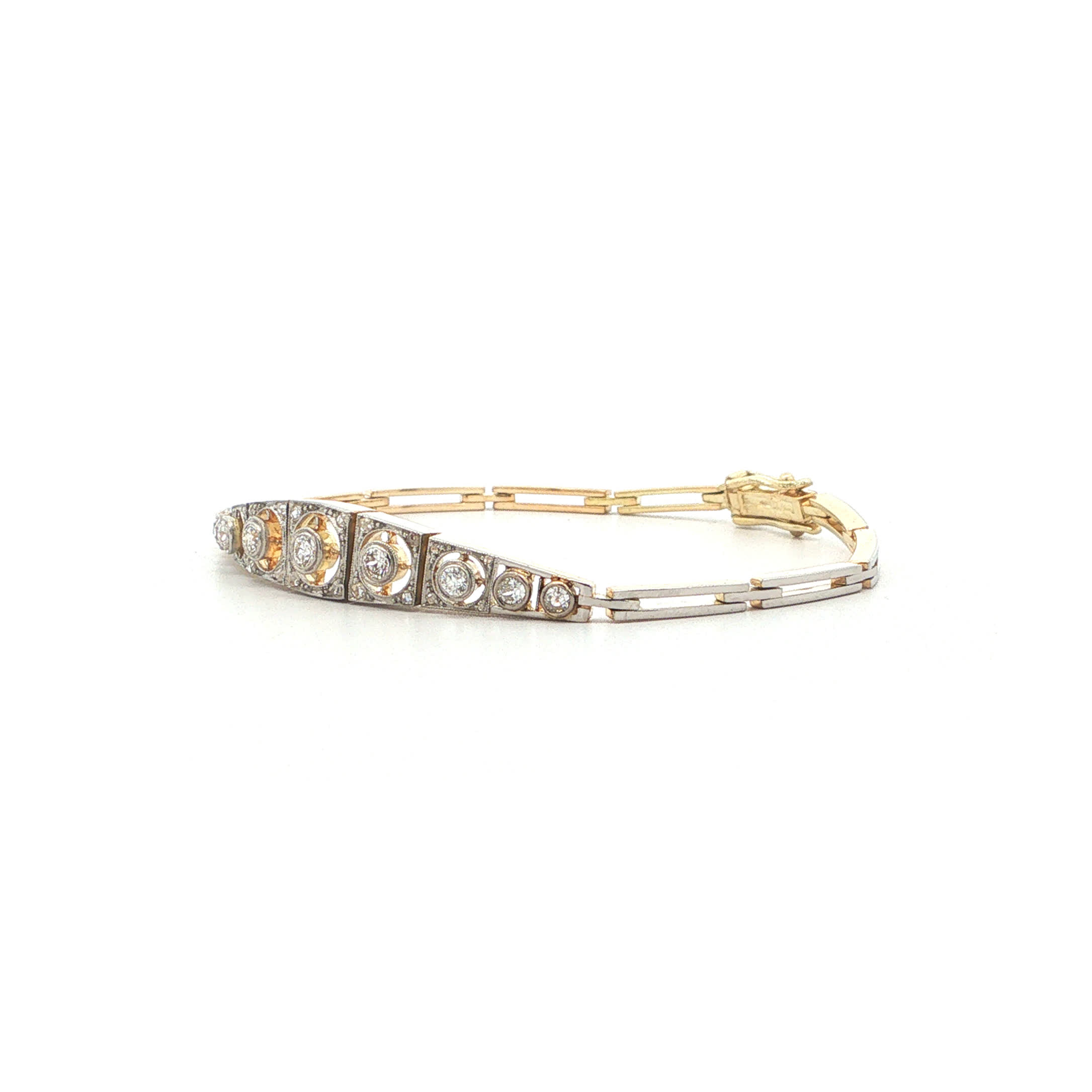 "Art Déco 1925" - Antikes Armband mit Diamanten in 14kt Gelbgold platiniert aus 585er Gelbgold platiniert - Juwelier Steiger