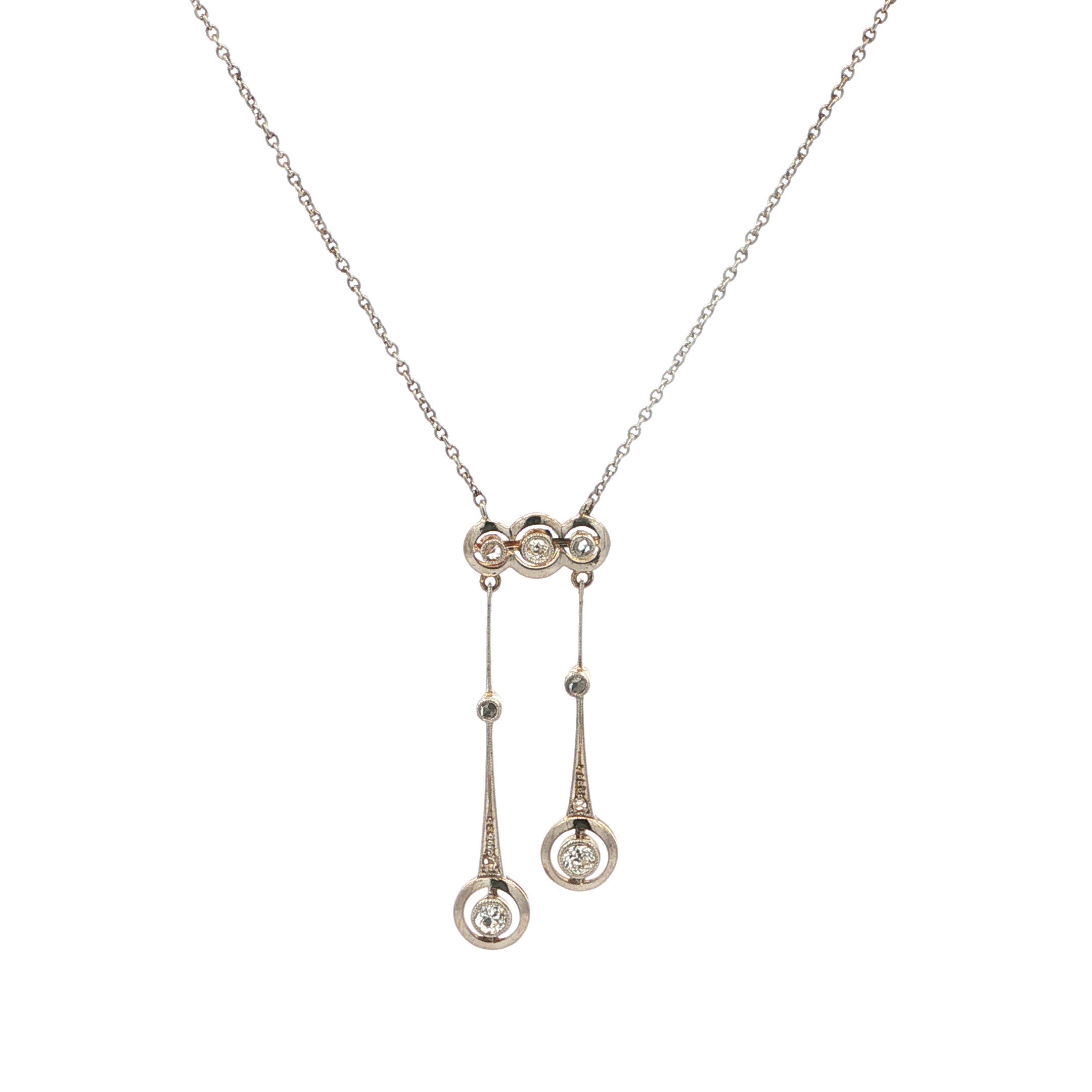 "Art Deco Times" - Antikes Collier Platin/Silber mit Diamanten - Juwelier Steiger